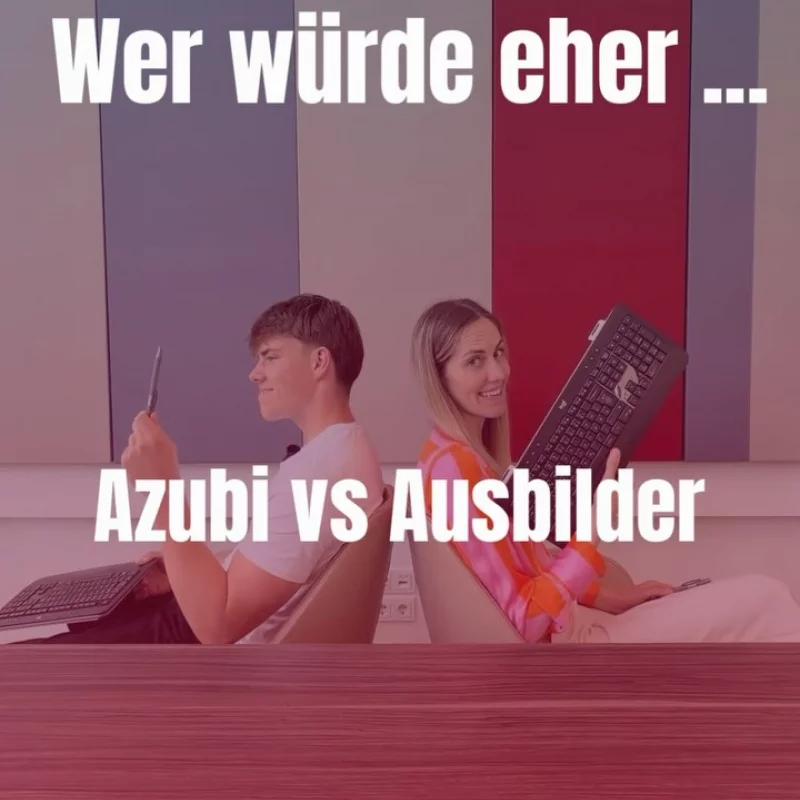 ES GEHT WEITER…. ? Luca vs. Gina – wer würde eher? ?? Heute wird getestet, wie gut sich Azubi und Ausbilder wirklich ...